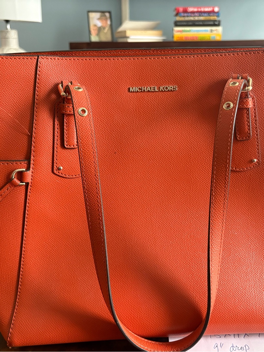 Michael Kors Vibrant Orange Saffiano Tote with Gold Accents
